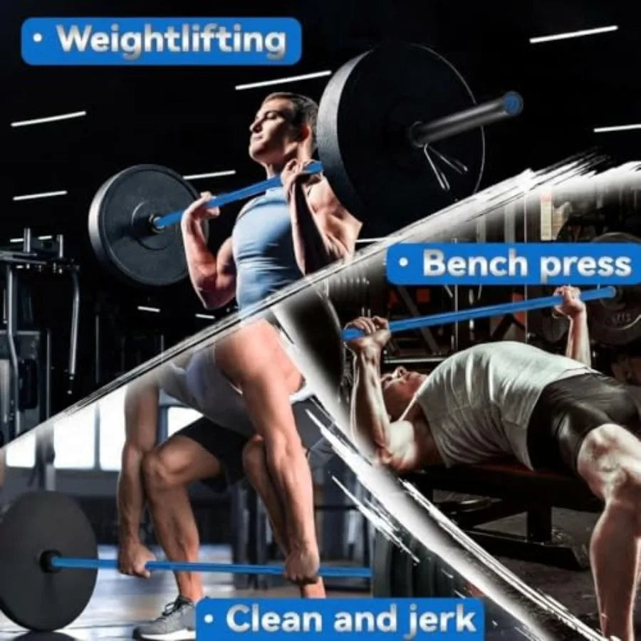 7FT Heavy Duty Barbell Bar for Weightlifting 1500LB Capacity with 4FT Short/EZ Curl Bar Fits 2 Plates Professional Strength Tra