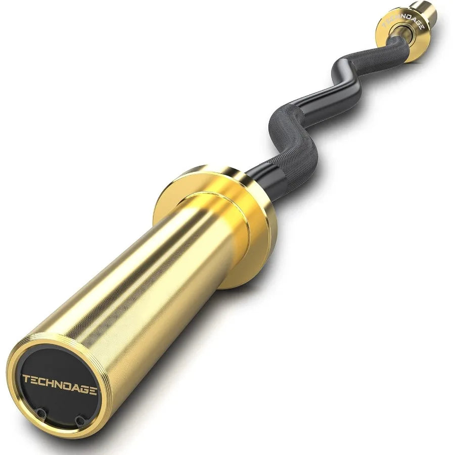 EZ Curl Bar 47" Curl Bar 500LBS Capacity 20LB Solid Steel Chrome Finish Barbell with Copper Sleeve and Bearing for 2inch P