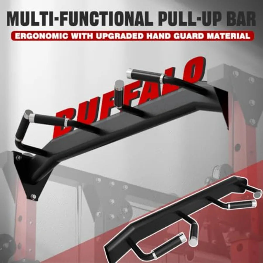 All-in-One Squat Rack with LAT-Pull Down Cable Crossover System for Home Gym Buffalo Smith Machine Power Cage Steel Frame Black