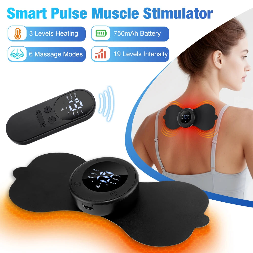 Mini EMS Pulse Massager with Heat & Remote Control