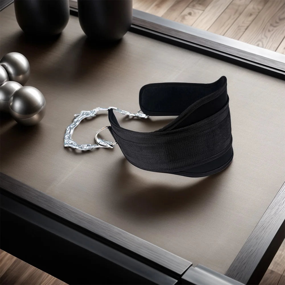Weight Lifting Belt with Chain Neoprene Weightlifting Back Support Strap Weight Lifting Dip Belt for Weightlifting Pull Ups Dips