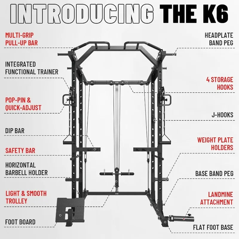 Mikolo Power Cage, Power Rack with Cable Crossover System, 1500LBS Squat Rack with LAT Pull Down System, Workout Cage