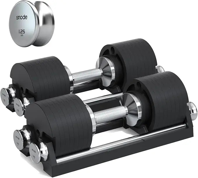 SNODE AD80 Drop Proof 80 lbs Adjustable Dumbbell Set -Adjustable Weights with Cast Iron Plates and Cradle, Knurled Handle