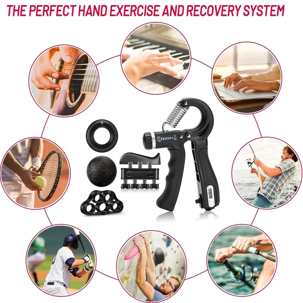 5-60Kg Adjustable Heavy Hand Grip Set Fitness Hand Exerciser Grip Wrist Training Finger Gripper Hand Strengthener For Patient