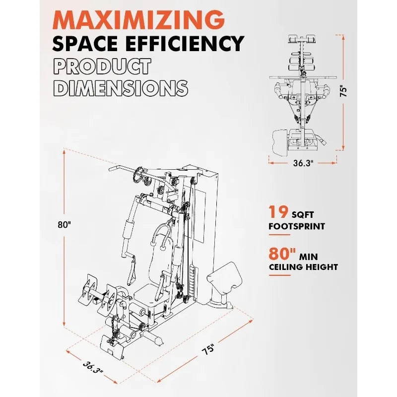 Mikolo Home Gym, Workout Station with 150LBS Weight Stack, Multifunctional Home Gym Equipment, Exercise Equipment