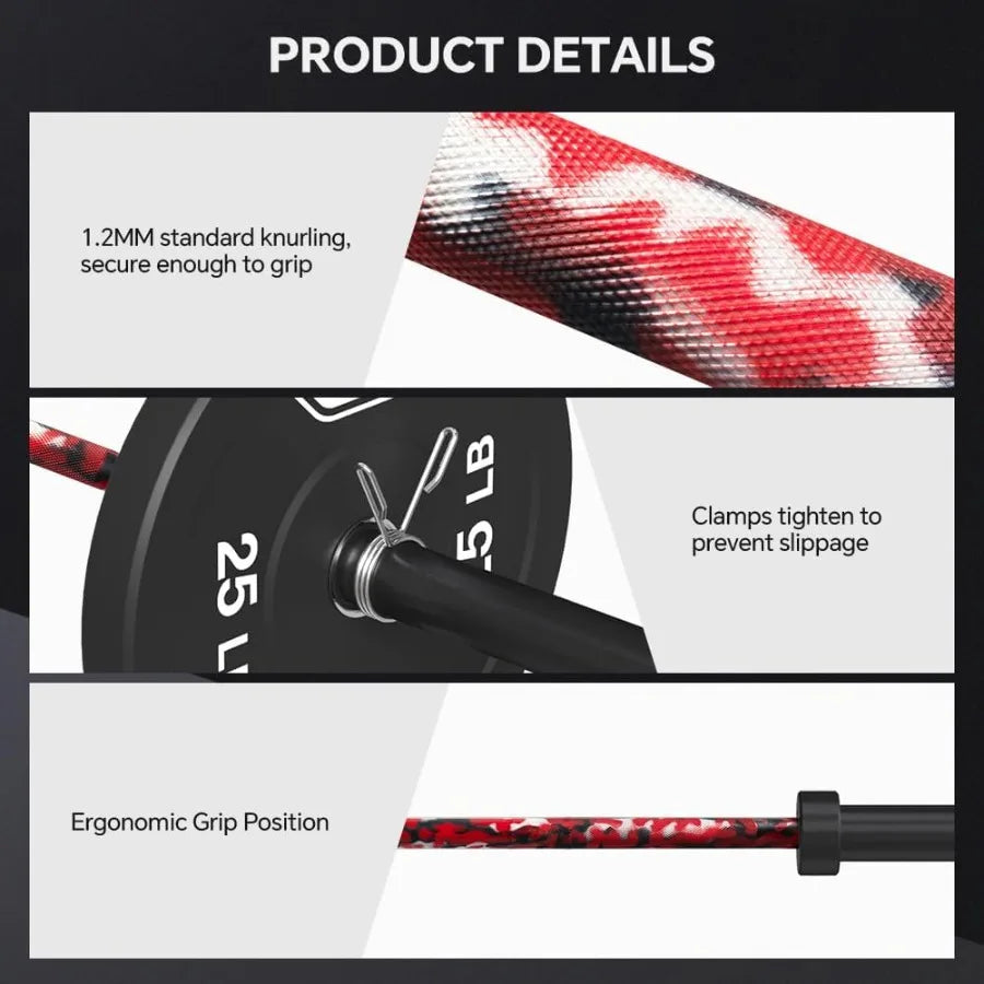 7FT Barbell Bar with Weight Plate Set Combo Solid Bar with Bearings 700Lbs Capacity Weight Bar for Home Gym Strength Training W