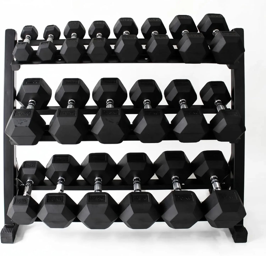 350-550 lbs Rubber Hex Dumbbells with Rack Free Weight for Home Gym, Durable Rubber Dumbbell with Storage,