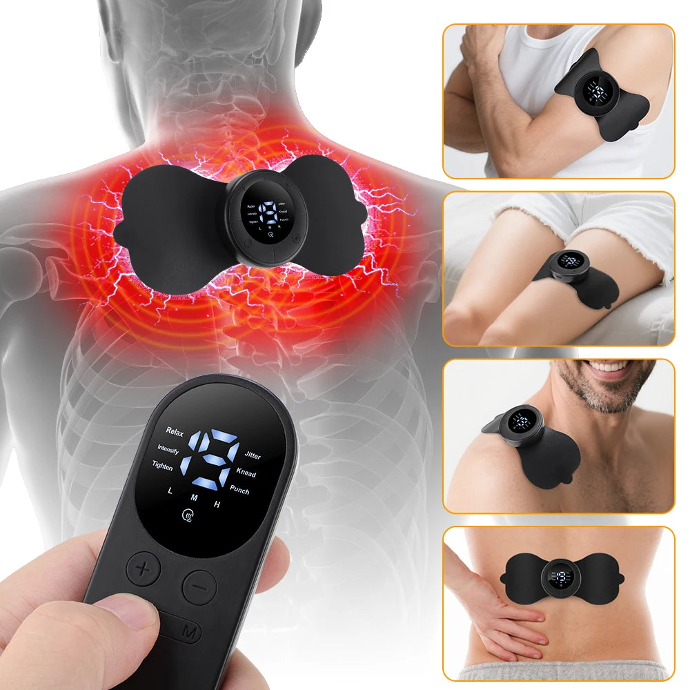 Mini EMS Pulse Massager with Heat & Remote Control