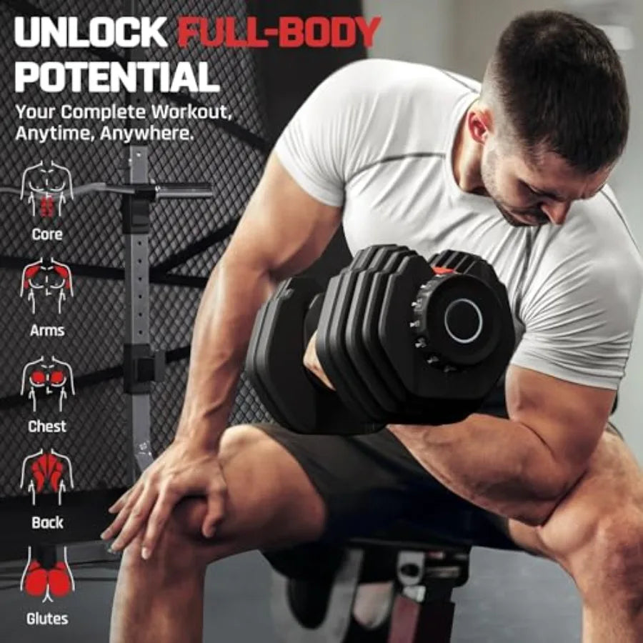 90LB Fast Adjust Dumbbell Set