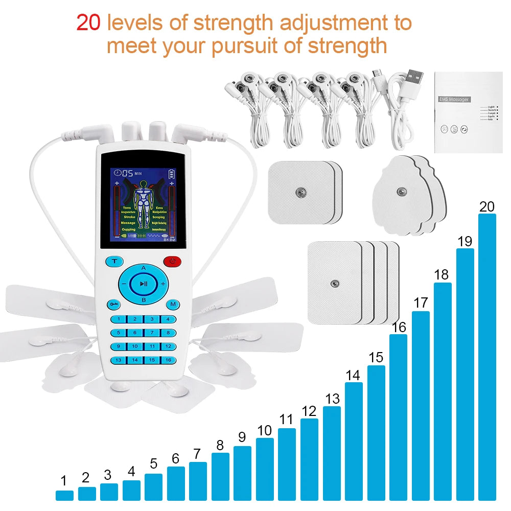 4-Channel TENS & EMS Pulse Massager – 16 Modes