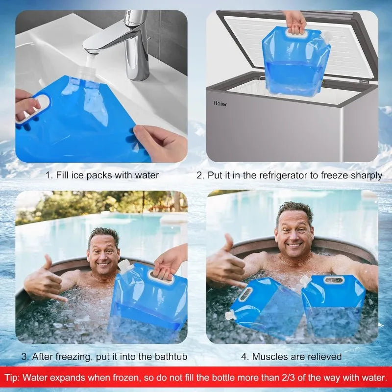 Ice Bath Bags,Reusable Bathtub Freezer Water Bag,5L+10L Cold Plunge Tub Accessories,Portable Ice Barrel Cold Therapy