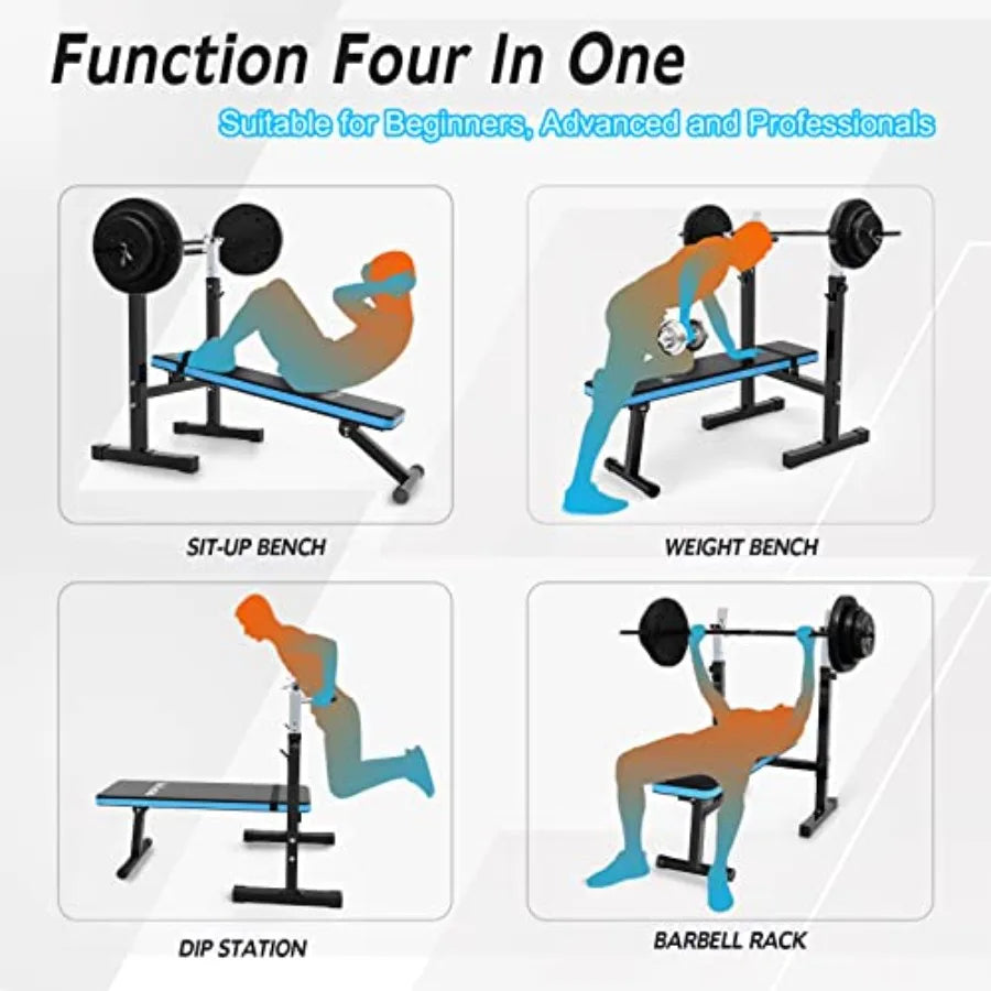 Adjustable Bench with Barbell Rack