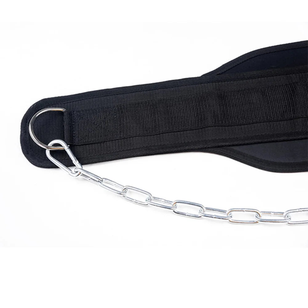 Weight Lifting Belt with Chain Neoprene Weightlifting Back Support Strap Weight Lifting Dip Belt for Weightlifting Pull Ups Dips