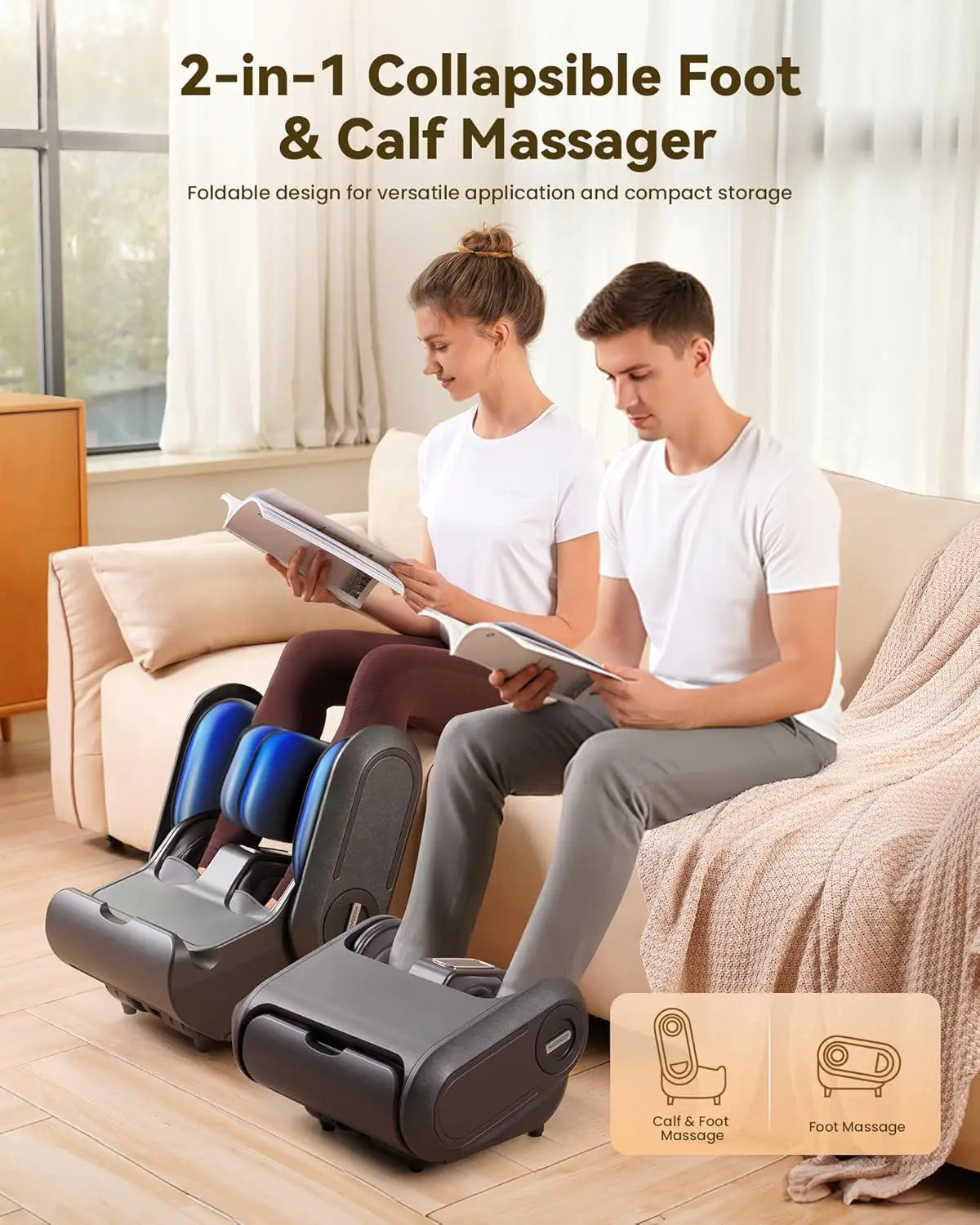 2-in-1 Shiatsu Foot & Calf Massager