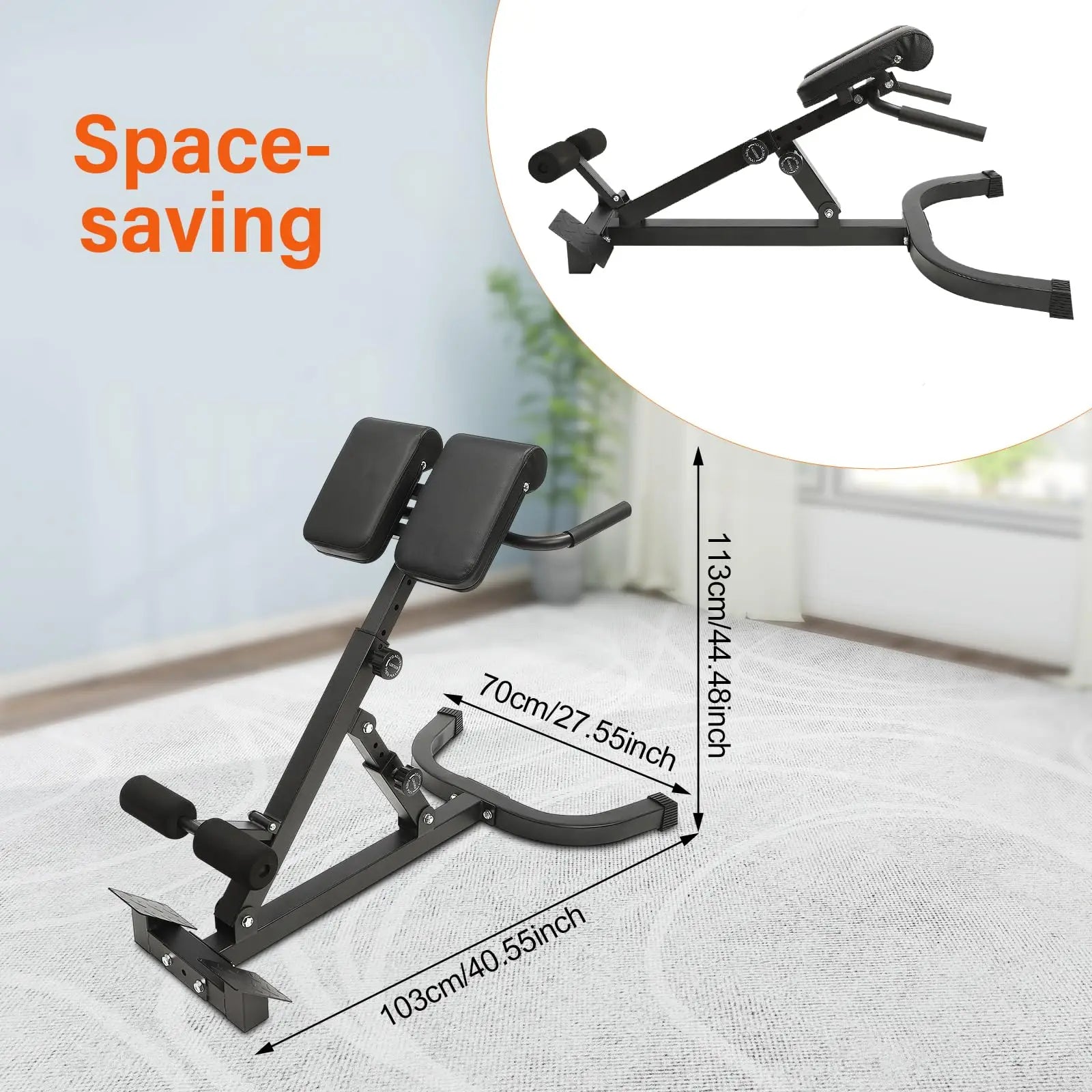 Roman Chair Back Extension Machine Foldable 5 Position Sit up Multi-Functional Hyperextension Back Strength Exercise Bench 330 L