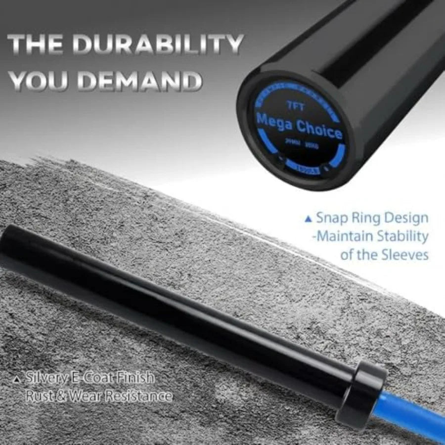 7FT Heavy Duty Barbell Bar for Weightlifting 1500LB Capacity with 4FT Short/EZ Curl Bar Fits 2 Plates Professional Strength Tra