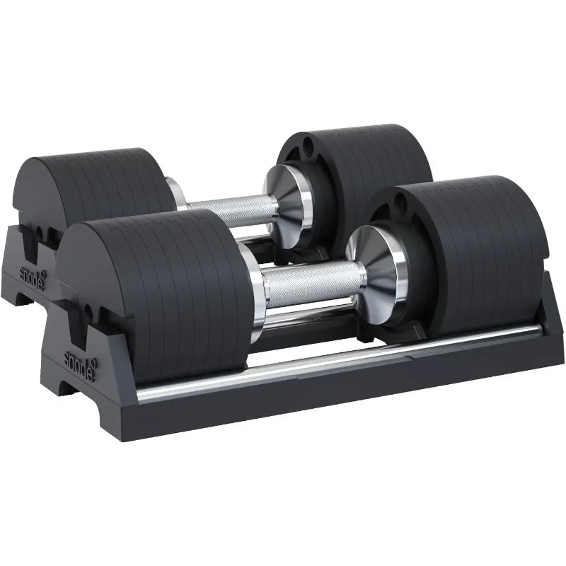 SNODE AD80 Drop Proof 80 lbs Adjustable Dumbbell Set -Adjustable Weights with Cast Iron Plates and Cradle, Knurled Handle