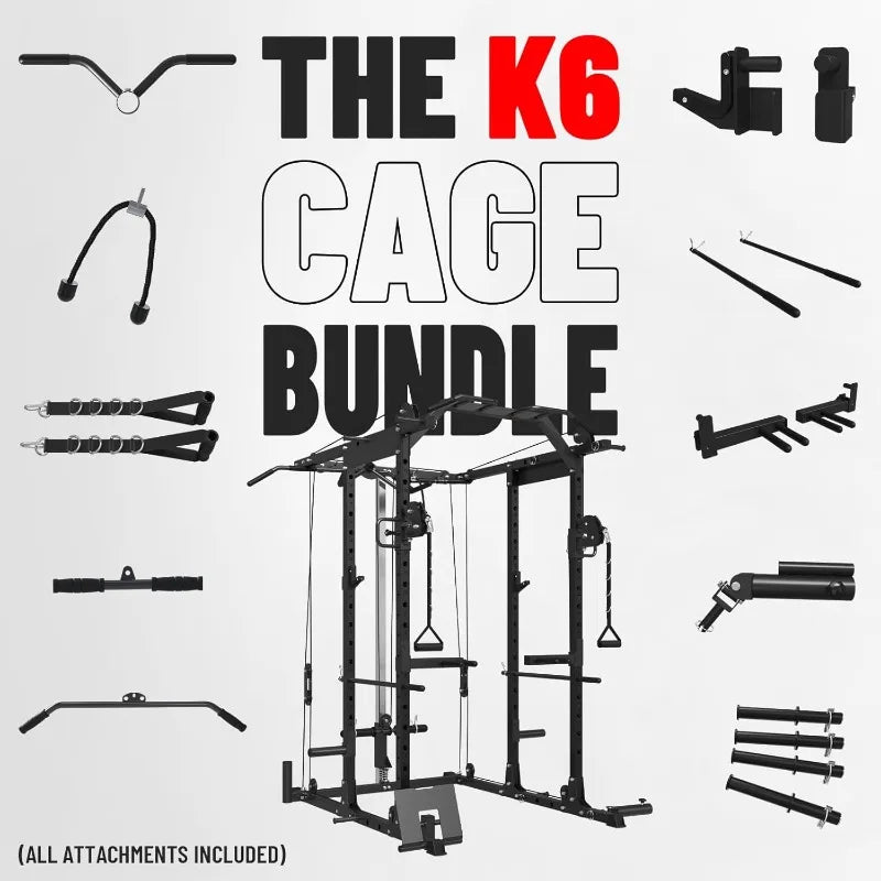 Mikolo Power Cage, Power Rack with Cable Crossover System, 1500LBS Squat Rack with LAT Pull Down System, Workout Cage