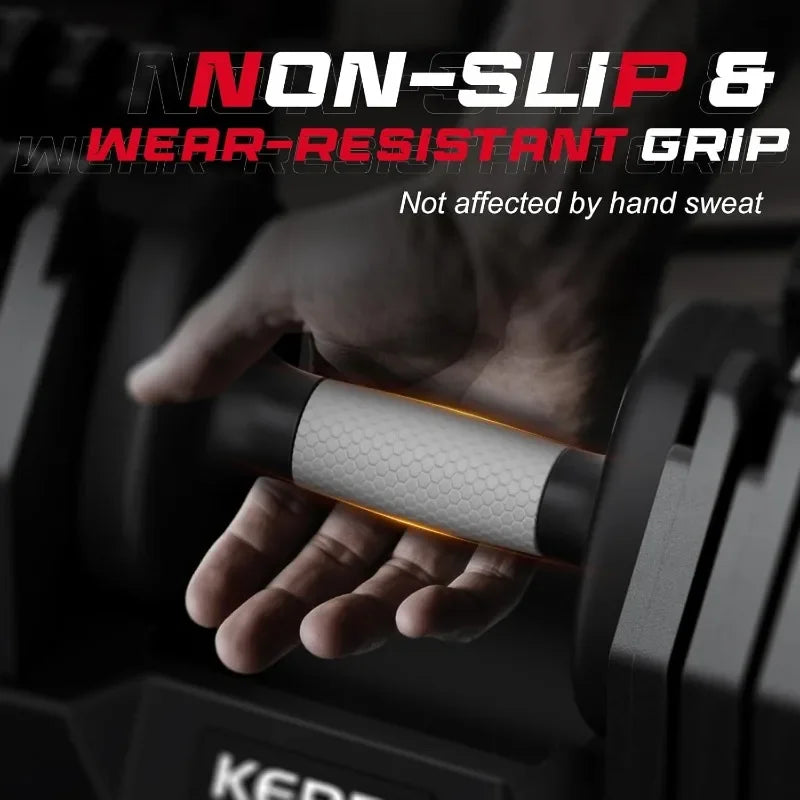 Keppi Adjustable Dumbbells Set-25lb/40lb/55lb/60lb, Anti-Slip Metal Fast Adjust Weight Handle, Exercise & Fitness