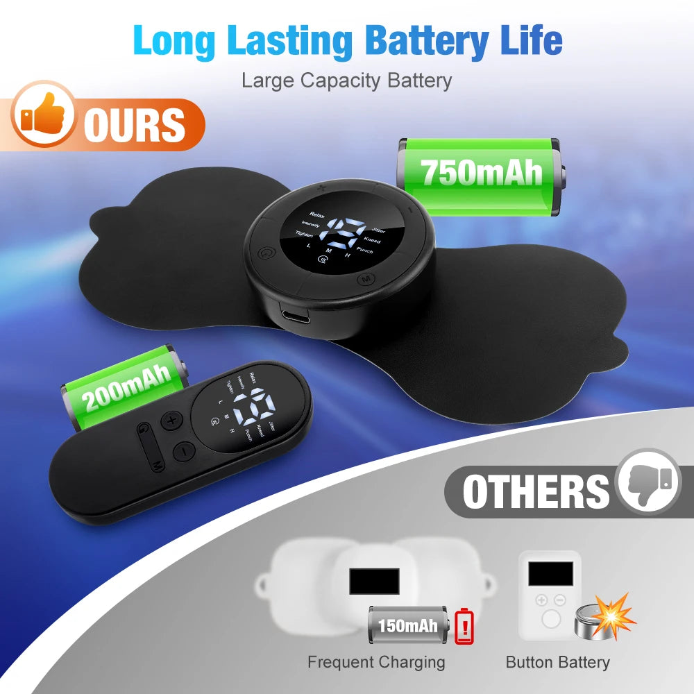 Mini EMS Pulse Massager with Heat & Remote Control