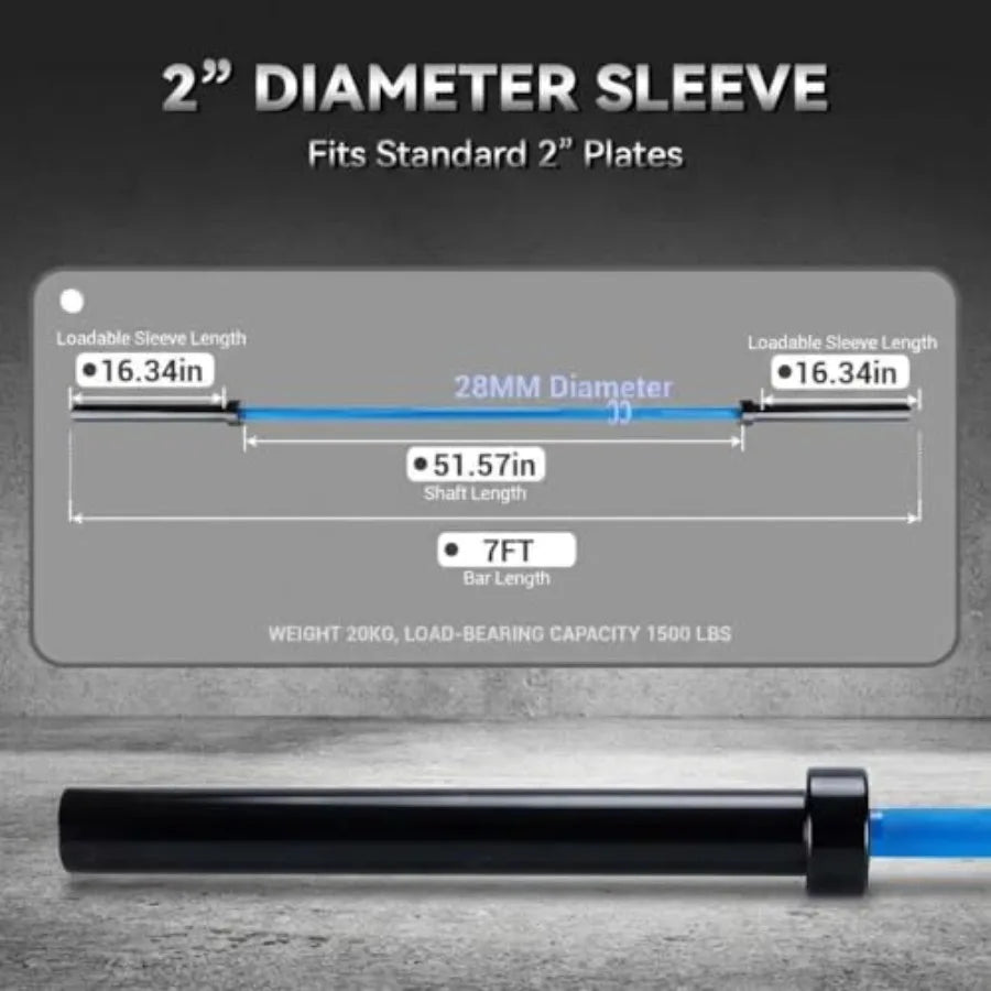 7FT Heavy Duty Barbell Bar for Weightlifting 1500LB Capacity with 4FT Short/EZ Curl Bar Fits 2 Plates Professional Strength Tra
