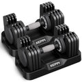 Keppi Adjustable Dumbbells Set-25lb/40lb/55lb/60lb, Anti-Slip Metal Fast Adjust Weight Handle, Exercise & Fitness