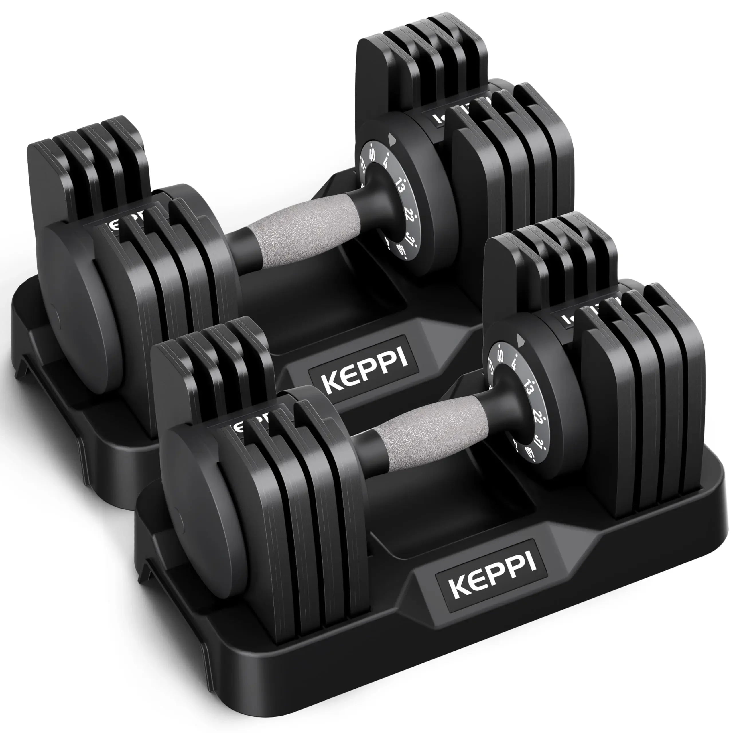 Keppi Adjustable Dumbbells Set-25lb/40lb/55lb/60lb, Anti-Slip Metal Fast Adjust Weight Handle, Exercise & Fitness