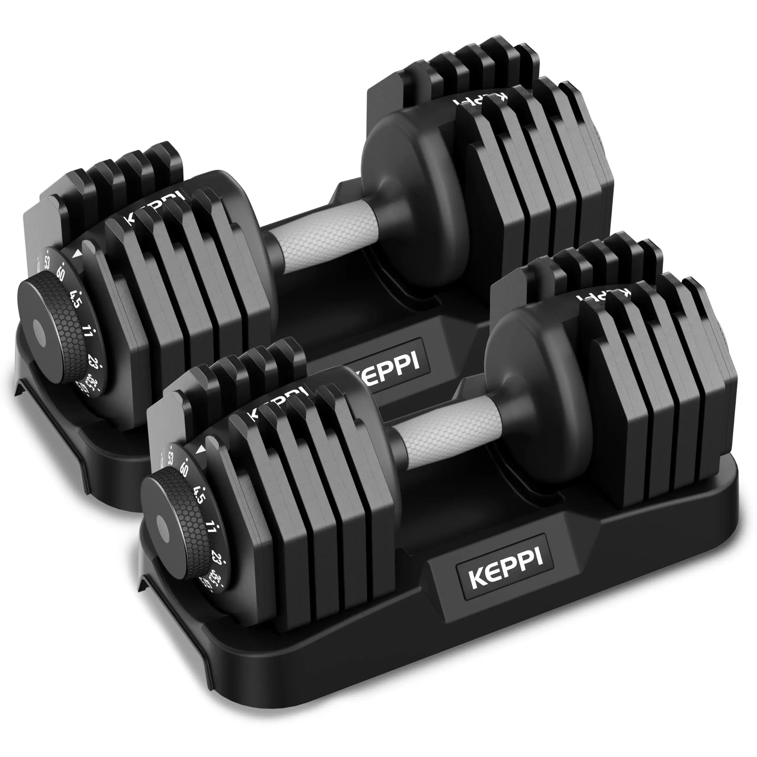 Keppi Adjustable Dumbbells Set-25lb/40lb/55lb/60lb, Anti-Slip Metal Fast Adjust Weight Handle, Exercise & Fitness