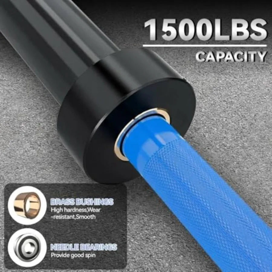 7FT Heavy Duty Barbell Bar for Weightlifting 1500LB Capacity with 4FT Short/EZ Curl Bar Fits 2 Plates Professional Strength Tra