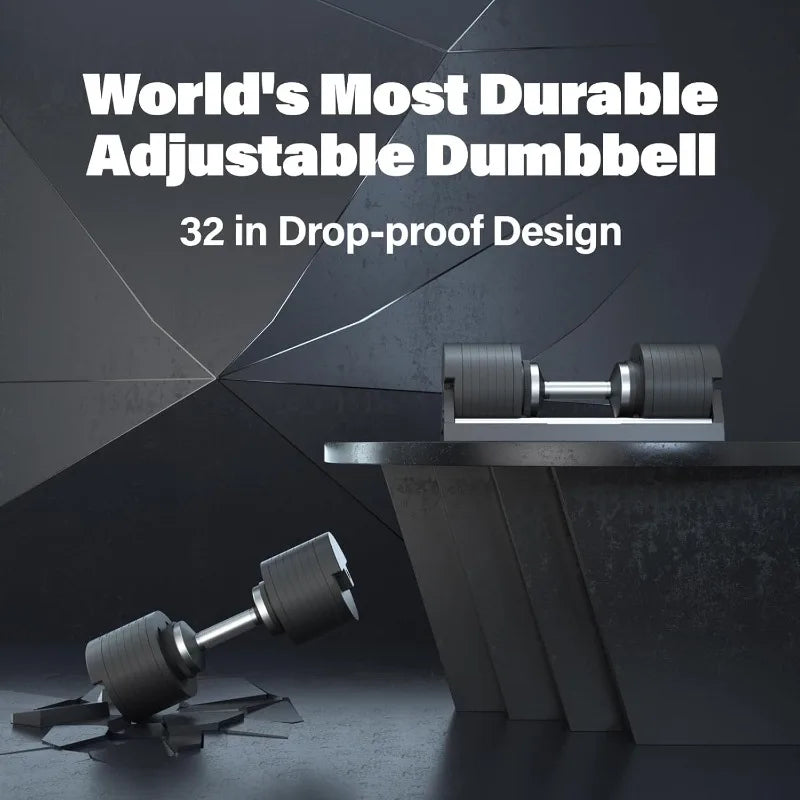 SNODE AD80 Drop Proof 80 lbs Adjustable Dumbbell Set -Adjustable Weights with Cast Iron Plates and Cradle, Knurled Handle