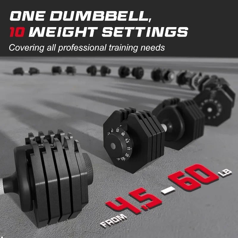 Keppi Adjustable Dumbbells Set-25lb/40lb/55lb/60lb, Anti-Slip Metal Fast Adjust Weight Handle, Exercise & Fitness