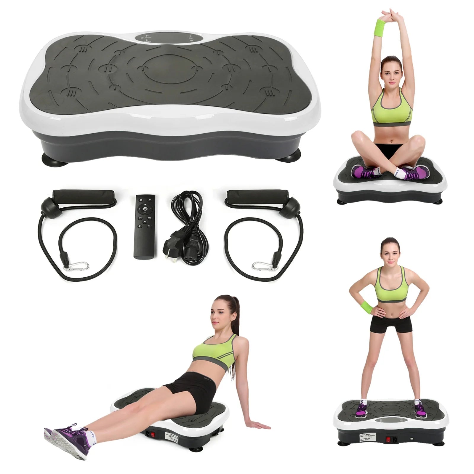 Vibration Plates, Vibration Fitness Equipment For Home, With Bluetooth Speaker, 2 Resistance Bands, Vibration Fitness Trainer