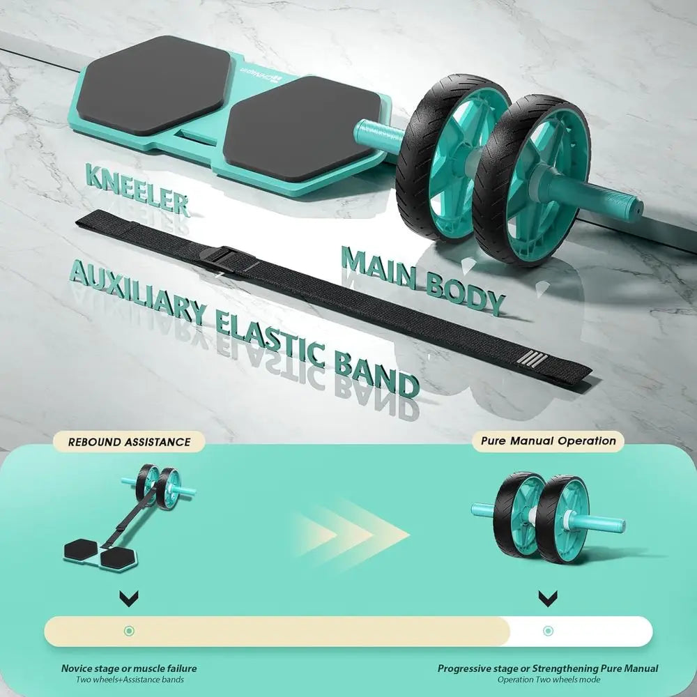 Dual-Wheel Ab Roller w/ Bands