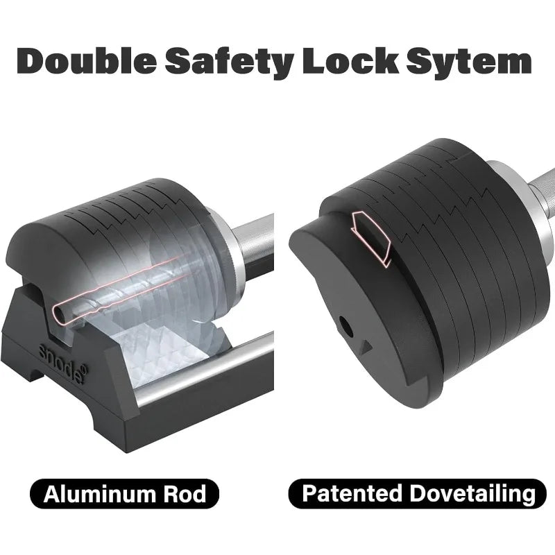 SNODE AD80 Drop Proof 80 lbs Adjustable Dumbbell Set -Adjustable Weights with Cast Iron Plates and Cradle, Knurled Handle
