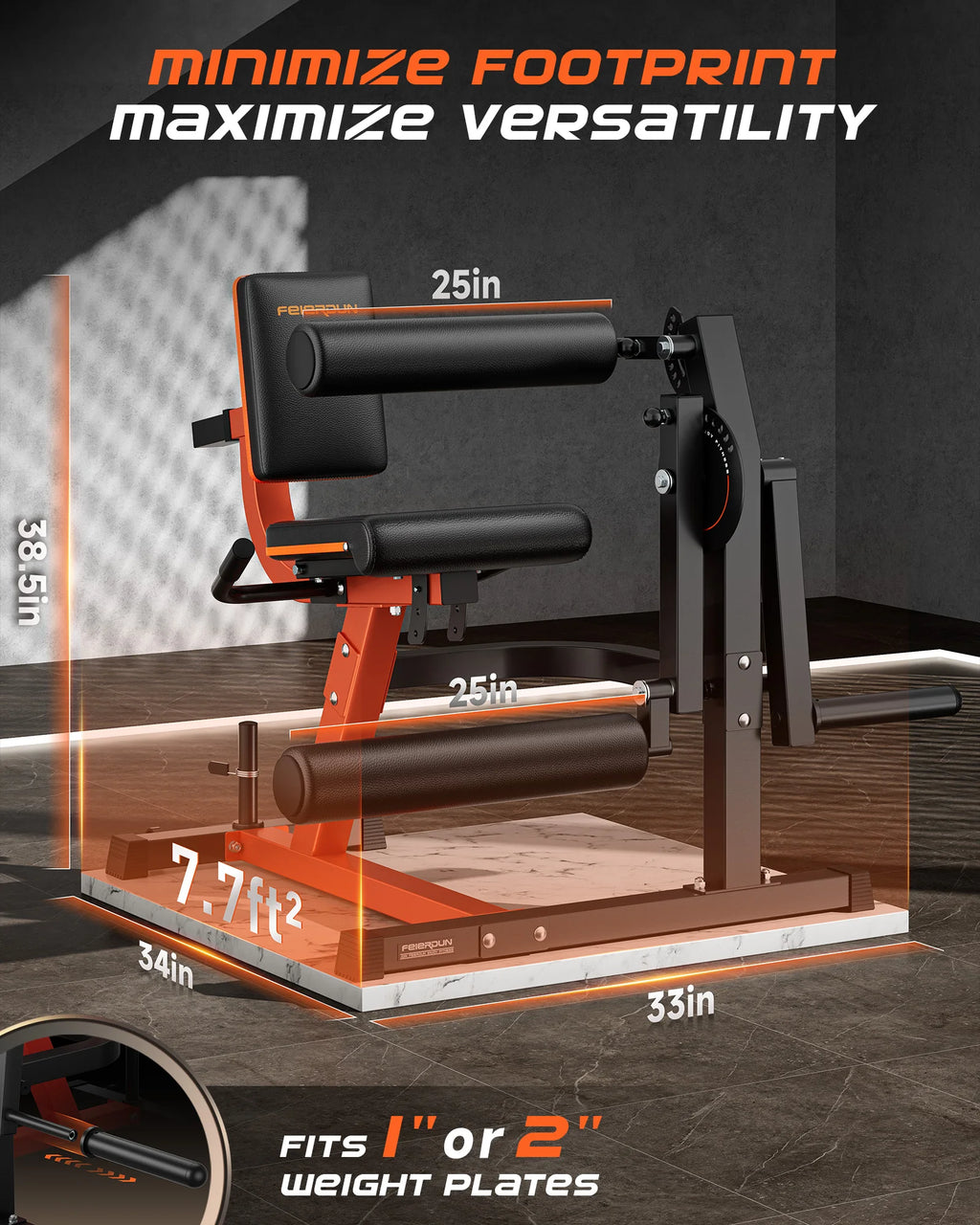 FEIERDUN 4-in-1 Adjustable Leg Extension Curl Machine for Lower Body Workouts 700lbs Capacity Home Gym Equipment(Orange)