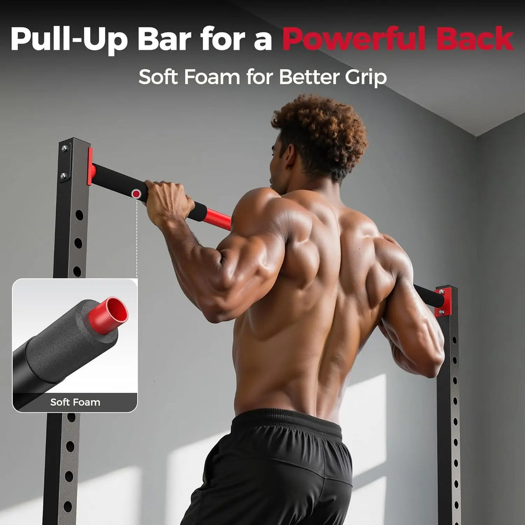 Squat Rack with Pull-Up Bar, Adjustable Multi-Functional Power Rack, Inner Width Squat Rack Stand Suitable for, Customized