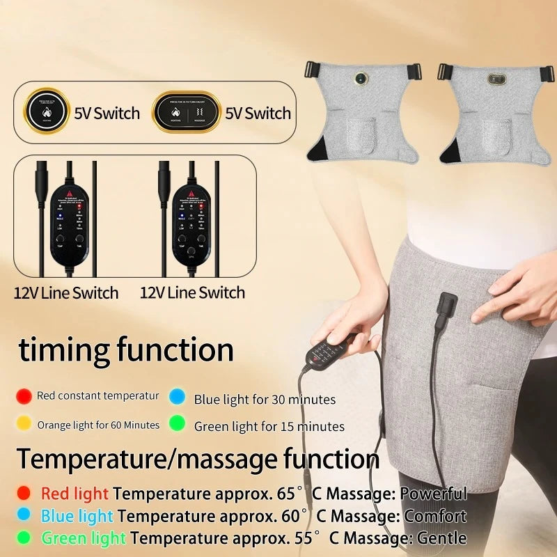 Hip Massager - 3-Gear Red Light Heat& Vibration, Relieves Muscle Soreness Pain,Arthritis, Aids Sports Recovery, For Fitness Fans