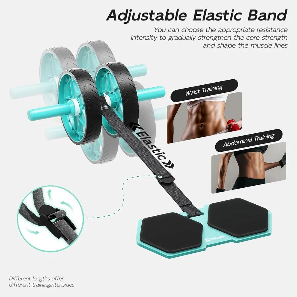Dual-Wheel Ab Roller w/ Bands