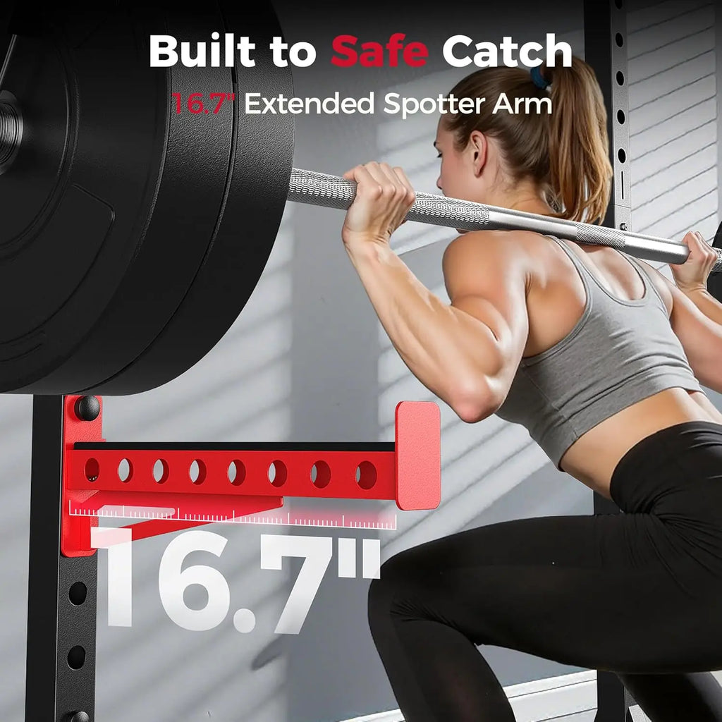 Squat Rack with Pull-Up Bar, Adjustable Multi-Functional Power Rack, Inner Width Squat Rack Stand Suitable for, Customized
