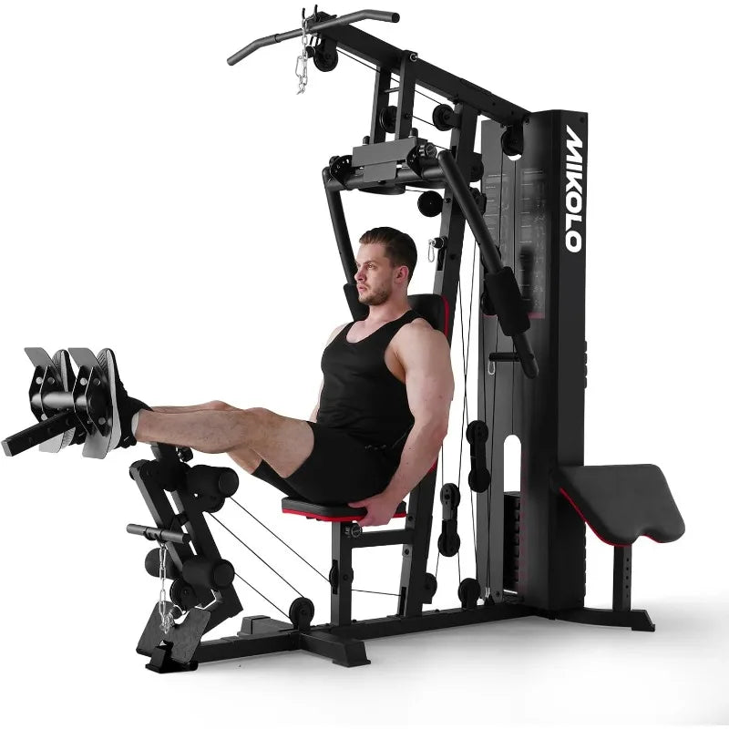 Mikolo Home Gym, Workout Station with 150LBS Weight Stack, Multifunctional Home Gym Equipment, Exercise Equipment