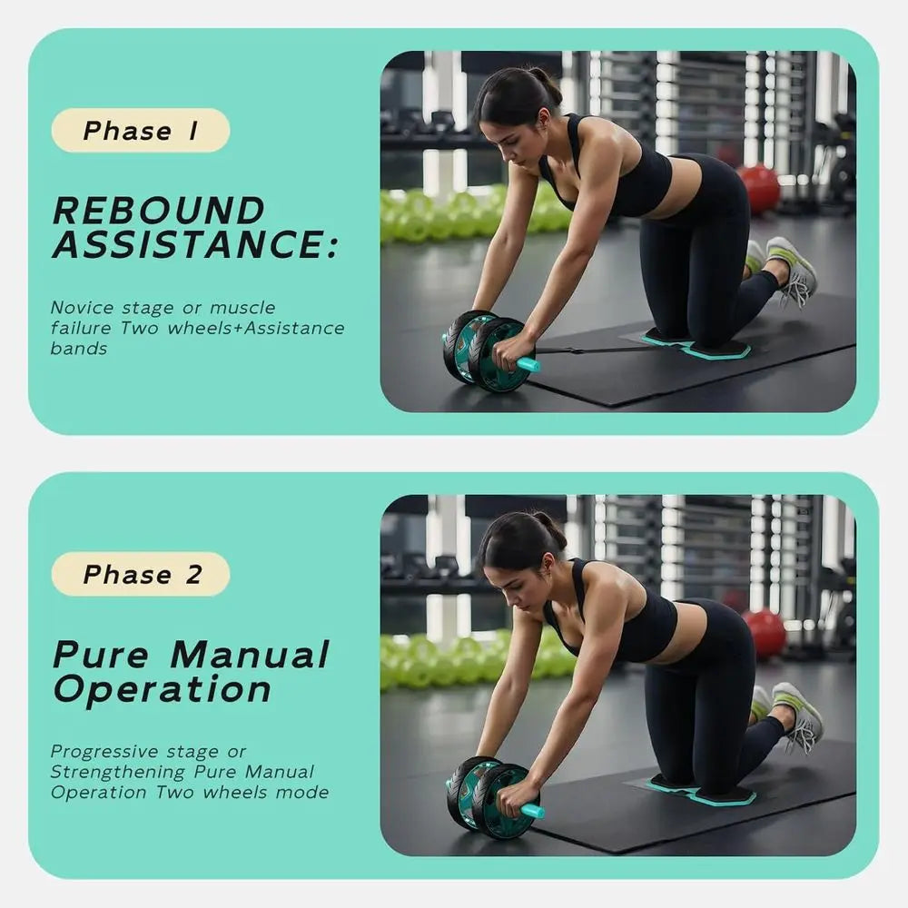 Dual-Wheel Ab Roller w/ Bands