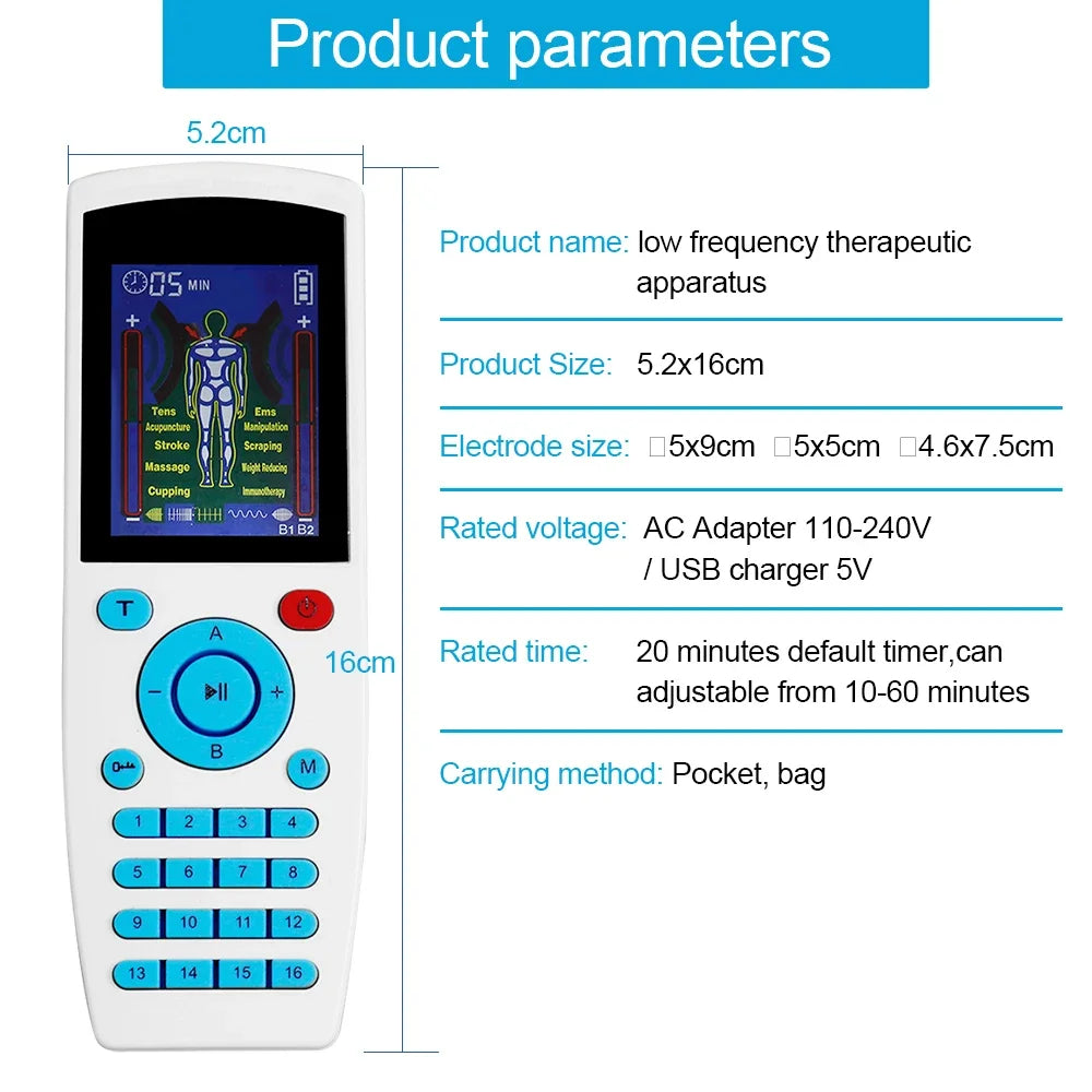 4-Channel TENS & EMS Pulse Massager – 16 Modes