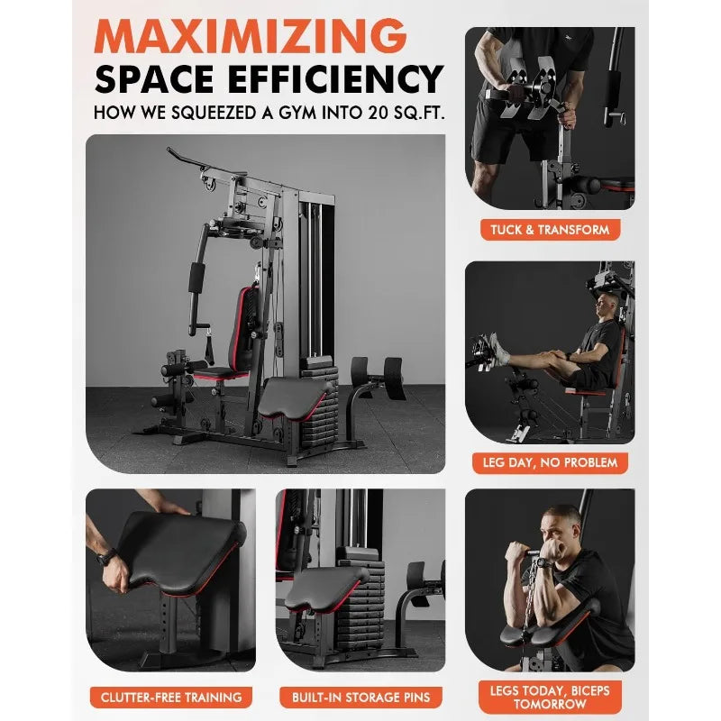 Mikolo Home Gym, Workout Station with 150LBS Weight Stack, Multifunctional Home Gym Equipment, Exercise Equipment