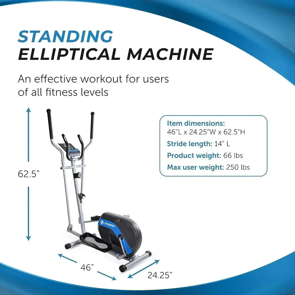 Compact Standing Elliptical Machine with Smart Workout App - Supports Up to 250 lbs
