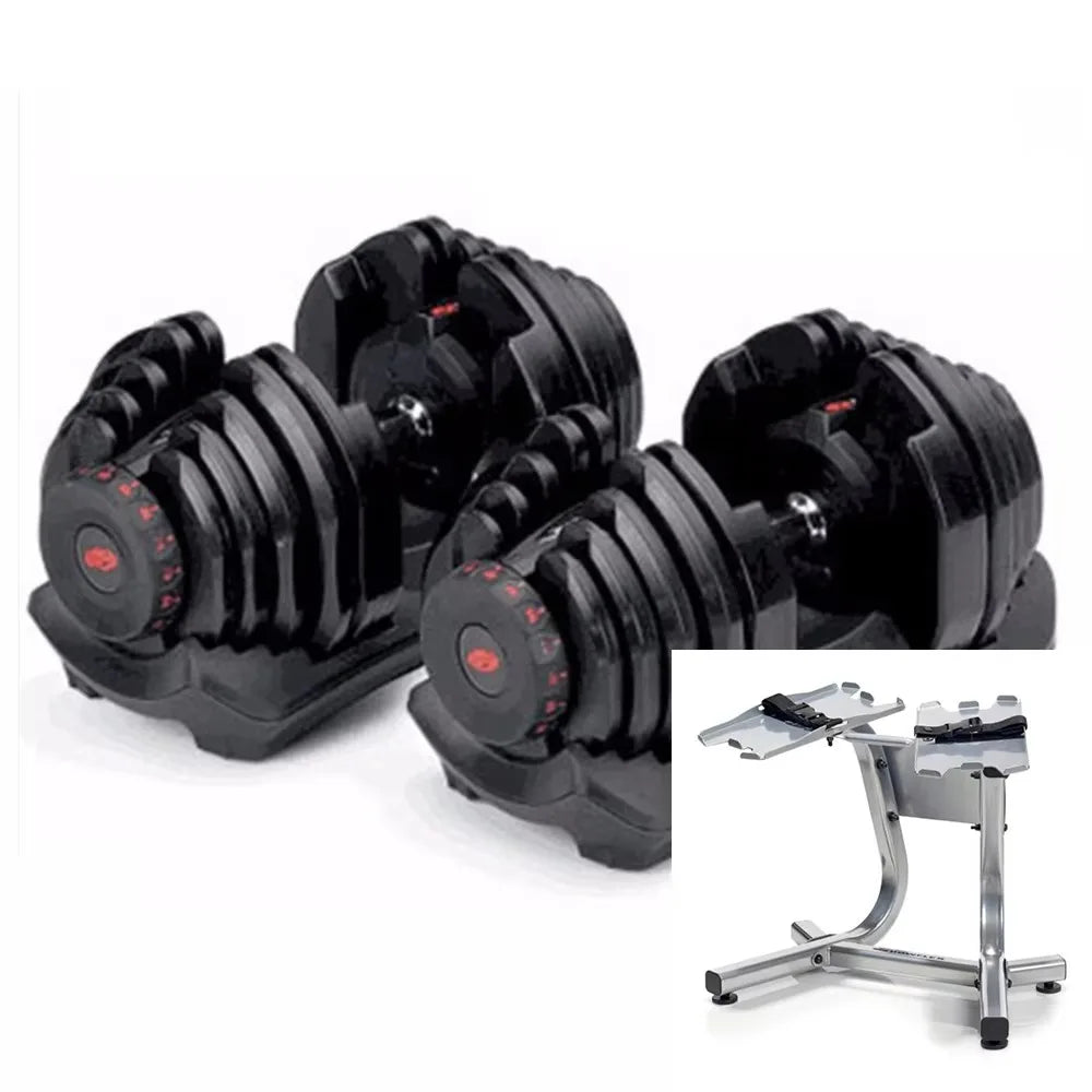 Commercial Gym Adjustable Dumbbell Set 40KG 90LB With Stand Door To Door Heavy Duty Free Weight Strength Training Equipment