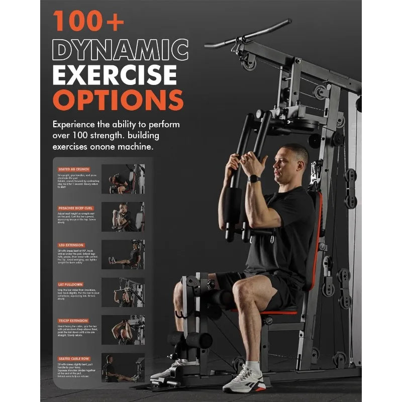 Mikolo Home Gym, Workout Station with 150LBS Weight Stack, Multifunctional Home Gym Equipment, Exercise Equipment