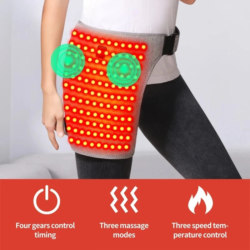 Hip Massager - 3-Gear Red Light Heat& Vibration, Relieves Muscle Soreness Pain,Arthritis, Aids Sports Recovery, For Fitness Fans
